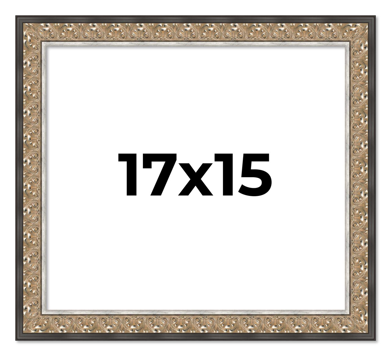 17x15 Ornate Silver Picture Frame - UV Acrylic, Foam Board Backing, Hanging Hardware